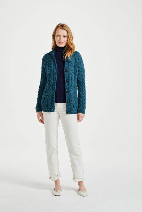 Cardigan Aran Supersoft Sinéad - Sarcelle