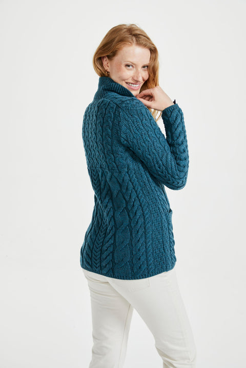 Cardigan Aran Supersoft Sinéad - Sarcelle