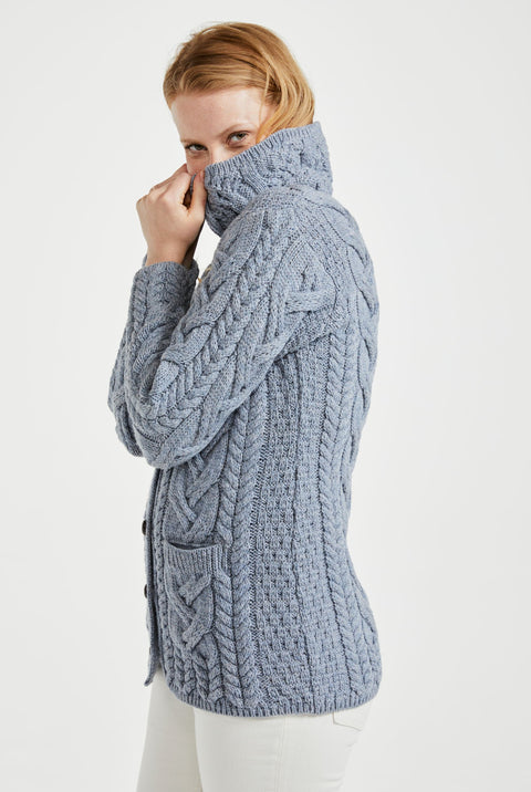 Máire Supersoft Aran Cardigan - Denim