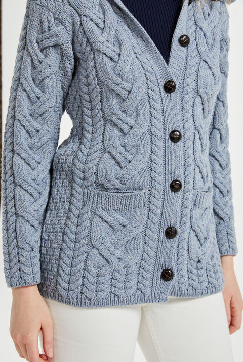 Máire Supersoft Aran Cardigan - Denim