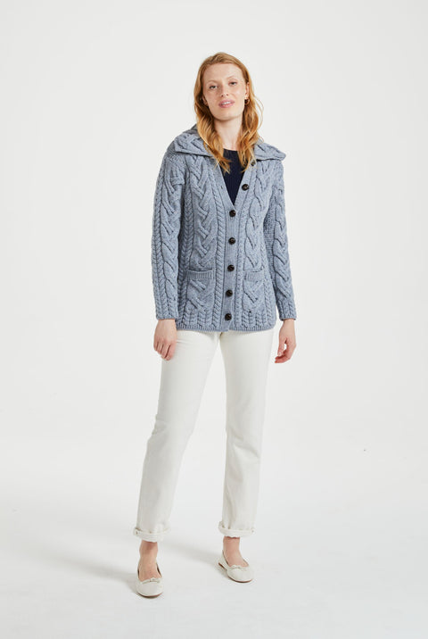 Máire Supersoft Aran Cardigan - Denim