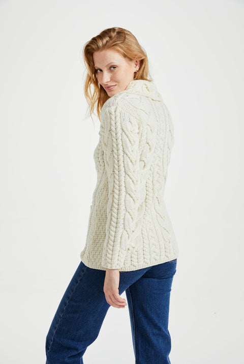 Máire Supersoft Aran Cardigan - Cream