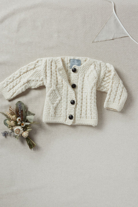 Finn Aran Baby Cardigan - Cream