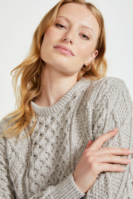 Women's sweater, made in Ireland, Merino Wool sweater, cable knit, aran, ladies sweater, knitwear,aran jumper,aran wool,oat