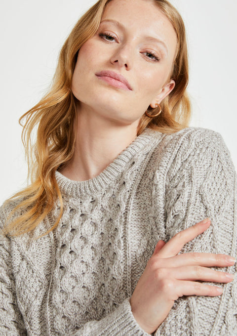 Women's sweater, made in Ireland, Merino Wool sweater, cable knit, aran, ladies sweater, knitwear,aran jumper,aran wool,oat