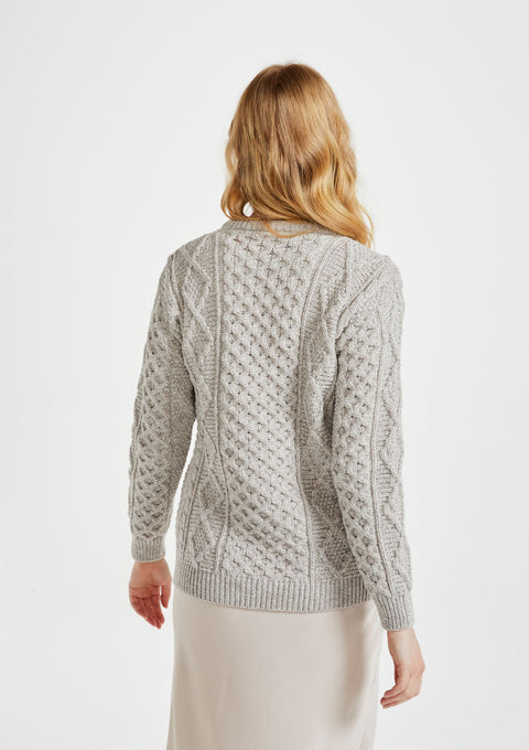 Women's  sweater, made in Ireland, Merino Wool, cable knit, aran, ladies sweater, knitwear,aran, oat