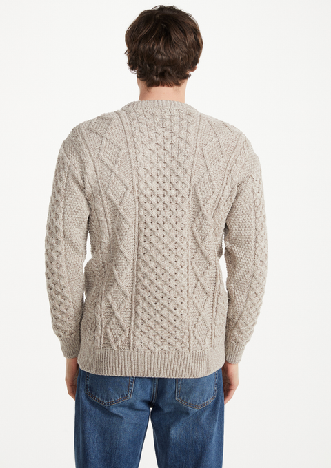 Éireann Mens Traditional Aran Supersoft Merino Sweater - Oat