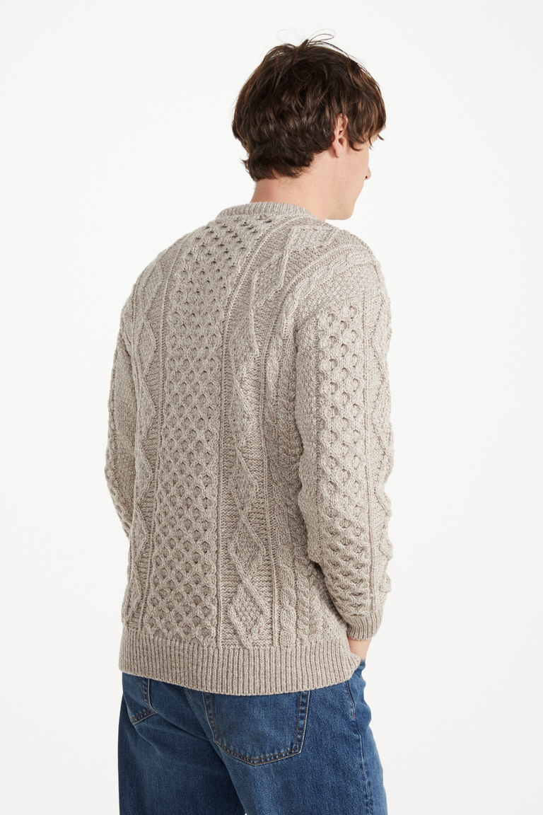 Éireann Herren-Pullover aus traditionellem Aran-Supersoft-Merinowolle – Hafer