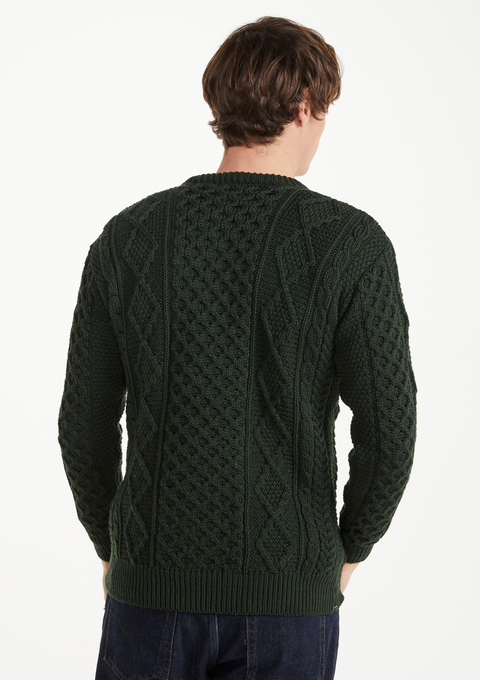 Éireann Mens Traditional Aran Supersoft Merino Sweater - Green