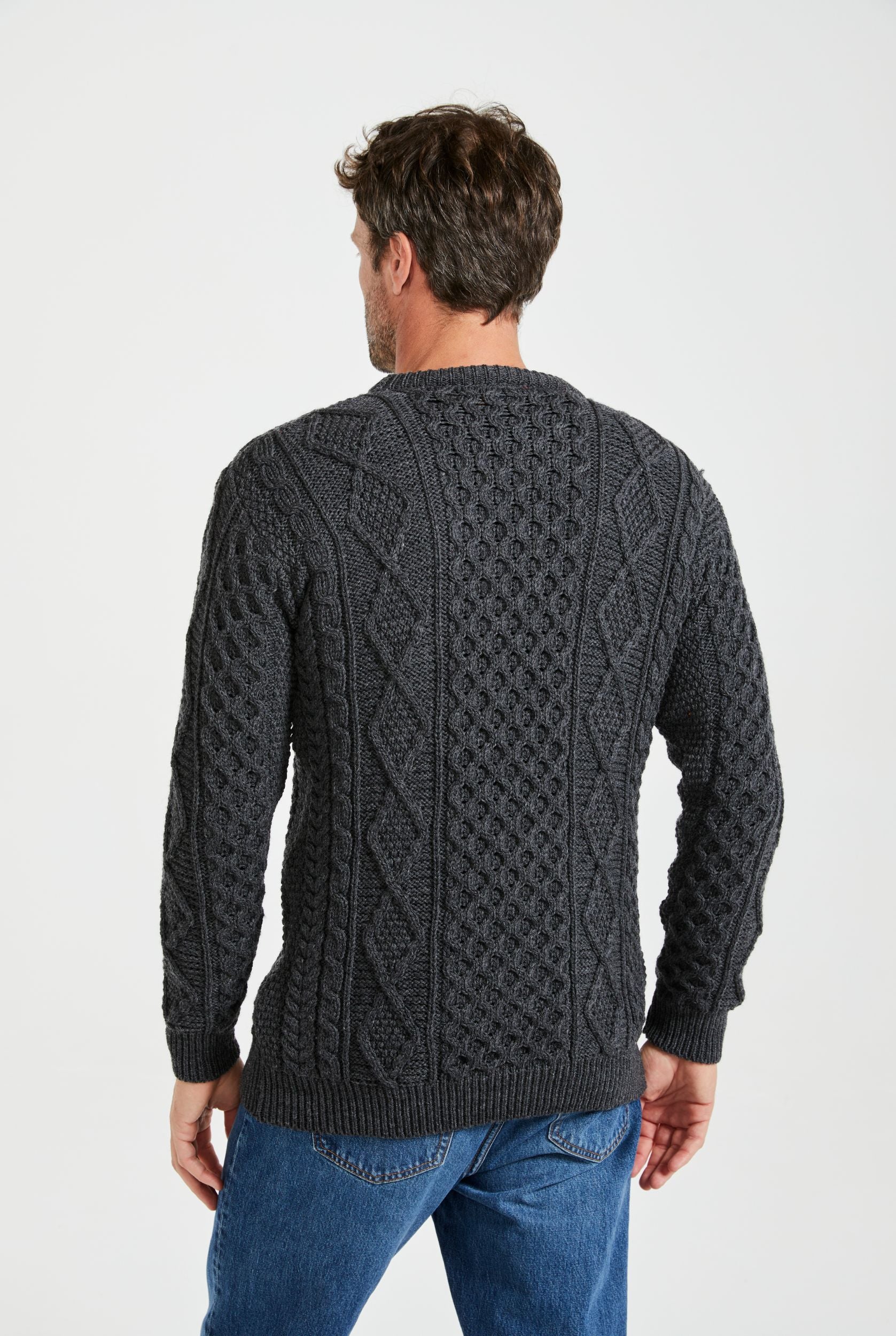 Éireann Mens Traditional Aran Supersoft Sweater - Grey