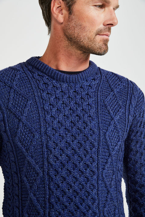 Éireann Mens Traditional Aran Supersoft Sweater - Navy