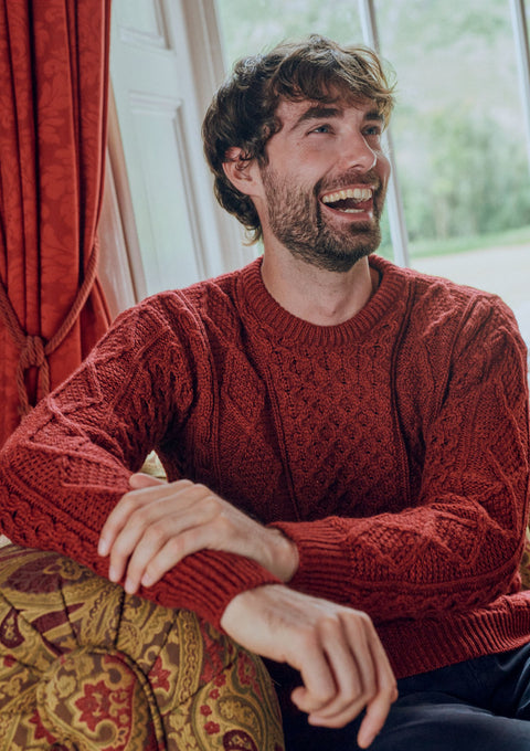 100% wool jumper, Aran Sweater, Men's Sweater, unisex, merino wool, cable knit, knitwear, made in Ireland, fisherman