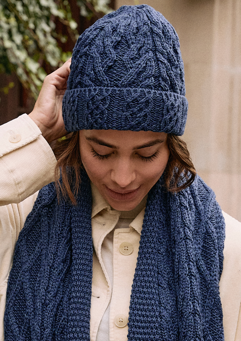 Finlough Aran Hat -  Navy
