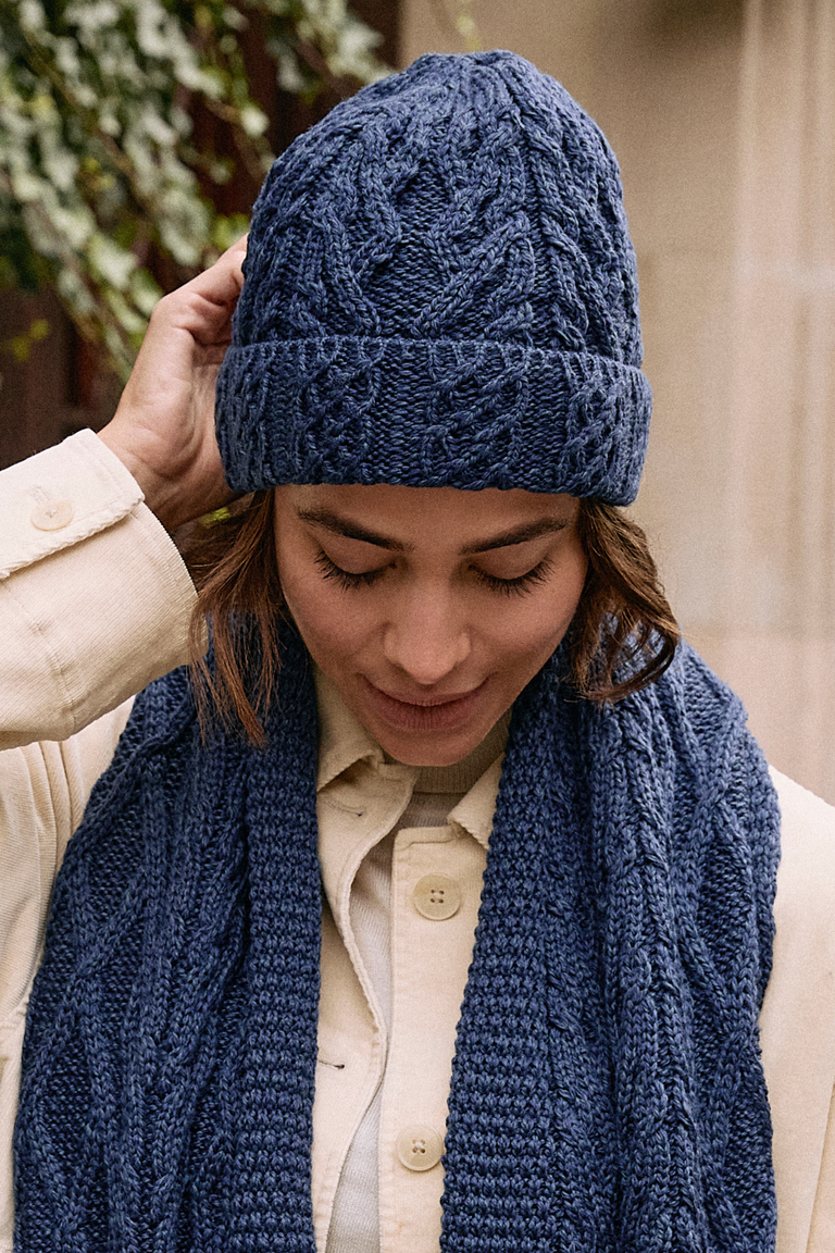 Finlough Aran Hat -  Navy