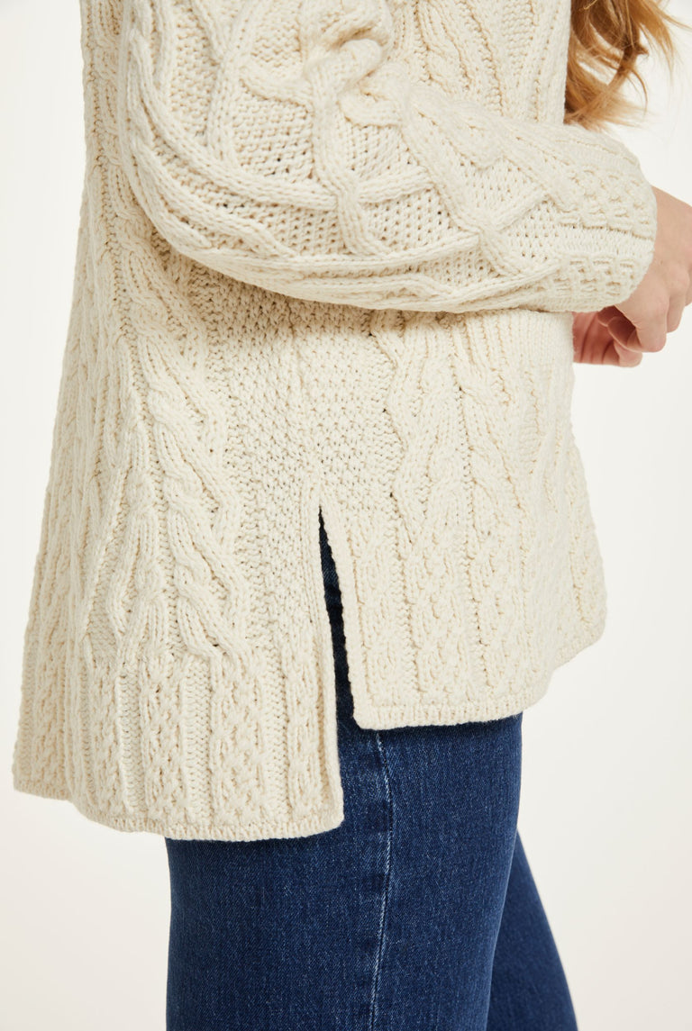 Valentia Trellis Aran Cardigan - Cream