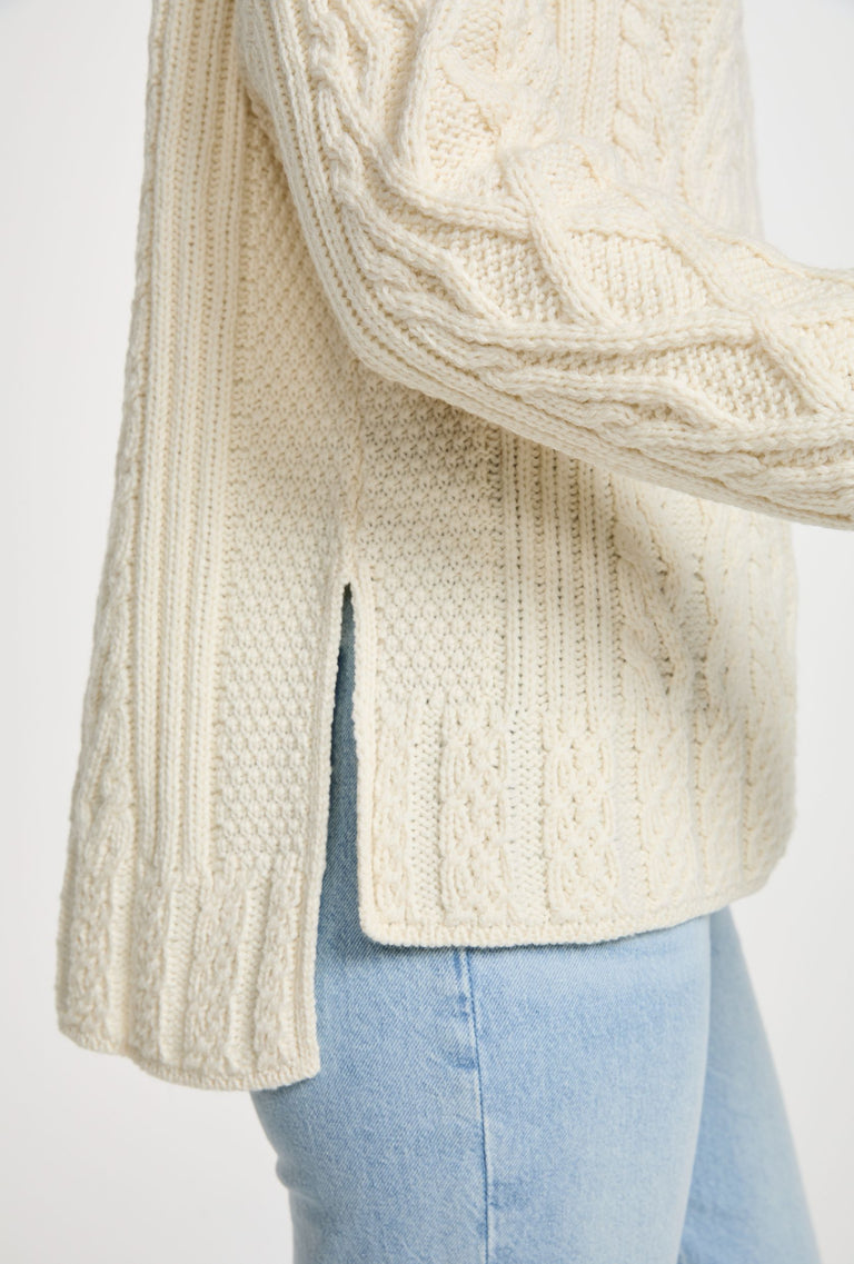 Tully Box Supersoft Merino Aran Sweater - Cream