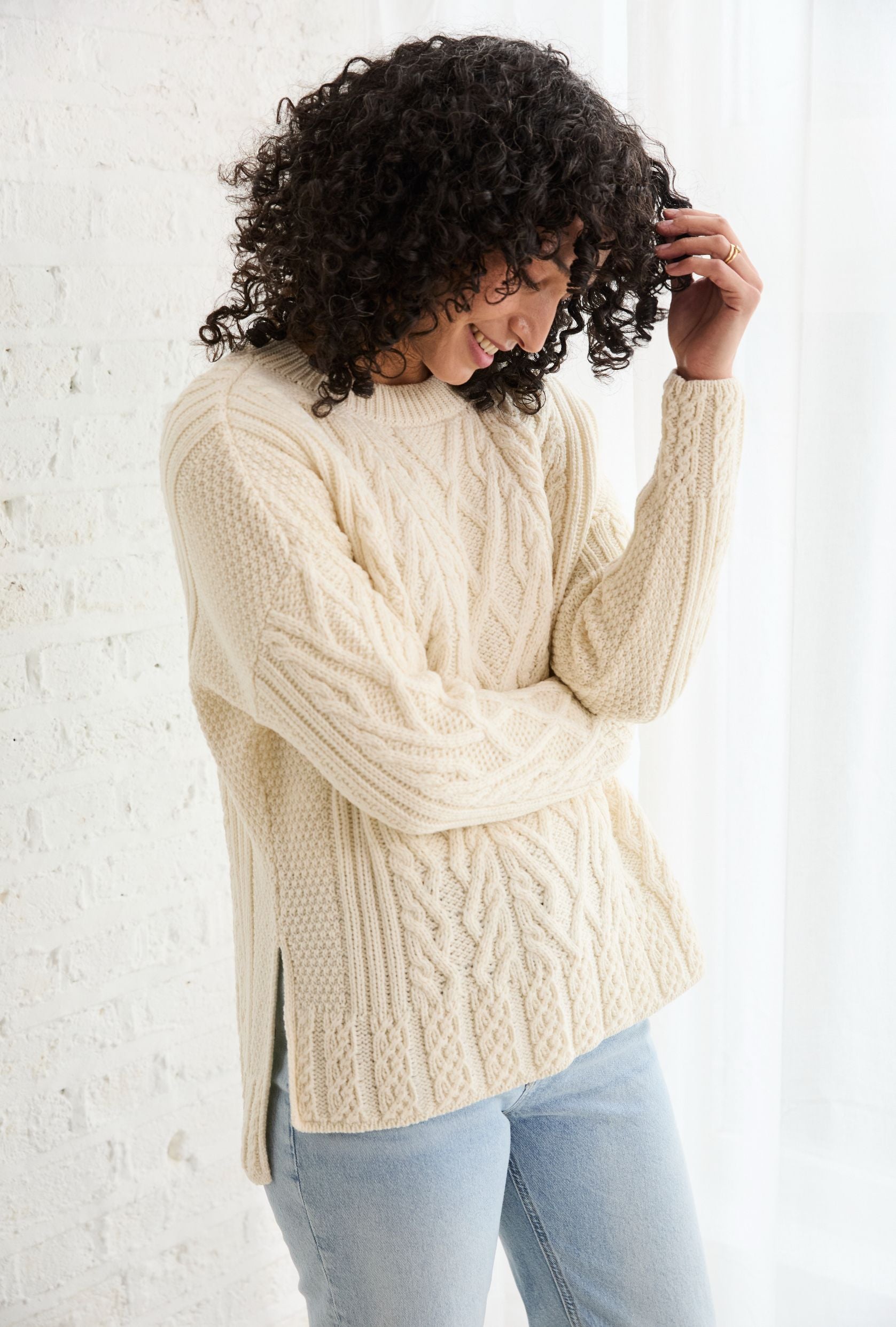 Tully Box Aran Sweater Cream Aran Woollen Mills