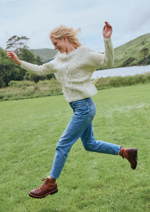 Tully Box Supersoft Merino Aran Sweater - Cream