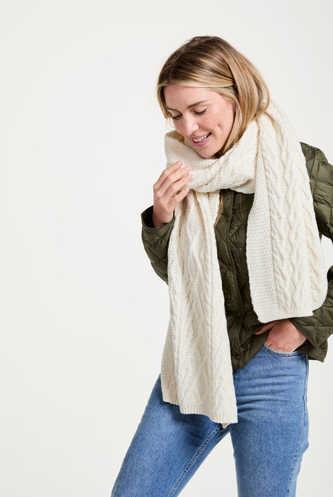 Leenane Aran Scarf - Cream