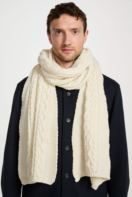 merino wool, scarf, cream,  knitwear, gift, aran scarves, hat & scarves,aran,wool scarf