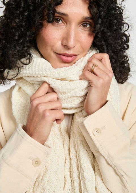 merino wool, scarf, cream,  knitwear, gift, aran scarves, hat & scarves,aran,wool scarf