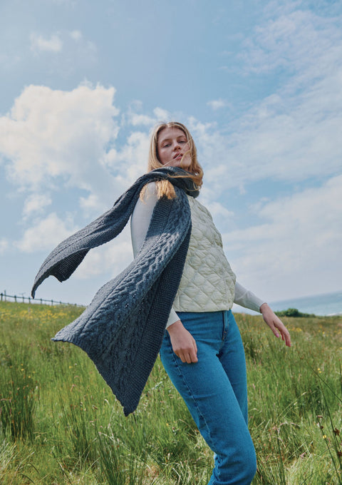 merino wool, scarf, grey,  knitwear, gift, aran scarves, hat & scarves,aran,wool scarf,made in Ireland