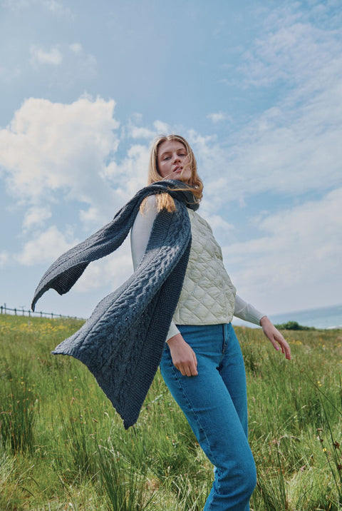 Leenane Aran Scarf - Grey