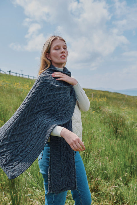 Leenane Aran Scarf - Grey