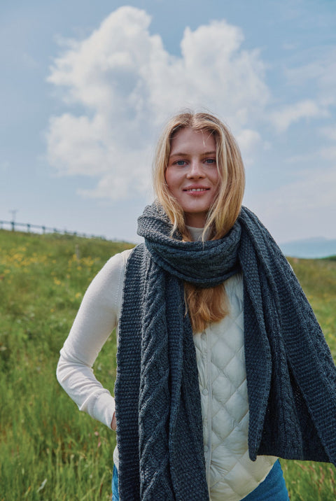 Leenane Aran Scarf - Grey