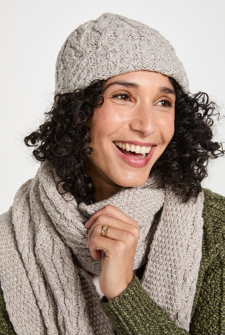 Leenane Aran Scarf -  Oat