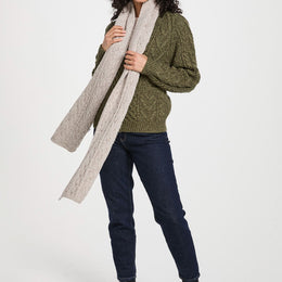 Leenane Supersoft Merino Aran Scarf -  Oat
