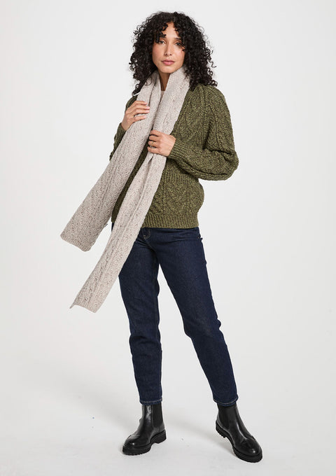 merino wool, scarf, oat,  knitwear, gift, ladies scarf, aran scarves, hat & scarves,aran