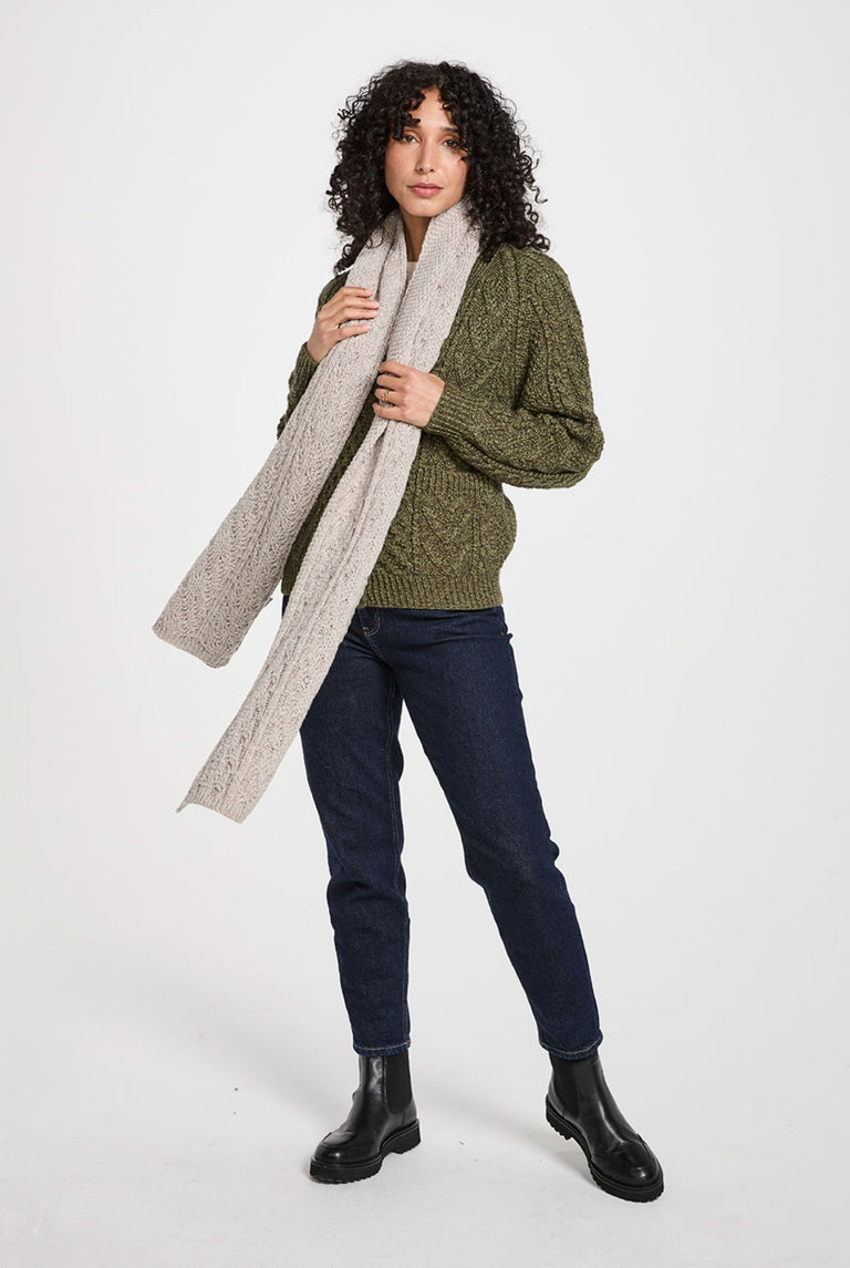 Leenane Aran Scarf -  Oat