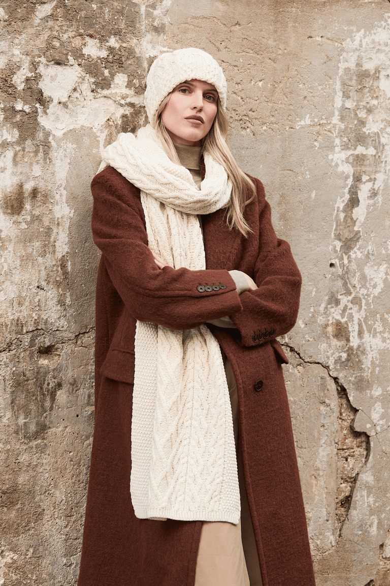 Leenane Supersfot Merino Aran Scarf - Cream