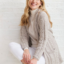 Sheeffry Shawl Aran Neck Cardigan - Oat