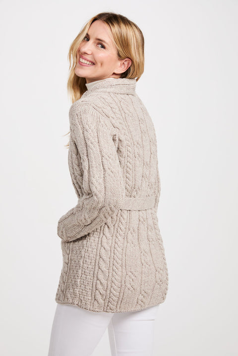 Sheeffry Shawl Aran Neck Cardigan - Oat