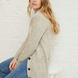 Delphi Aran Boyfriend Cardigan -  Oat