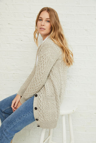 Delphi Aran Boyfriend Cardigan -  Oat