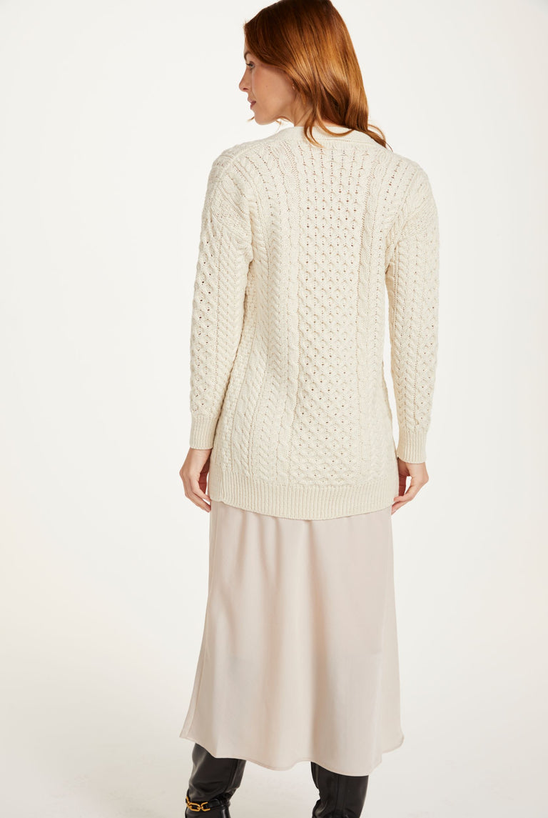 Delphi Aran Boyfriend-Cardigan - Creme