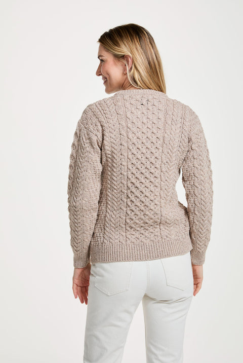 Inishmore Ladies Slim-Fit Aran Sweater - Oat