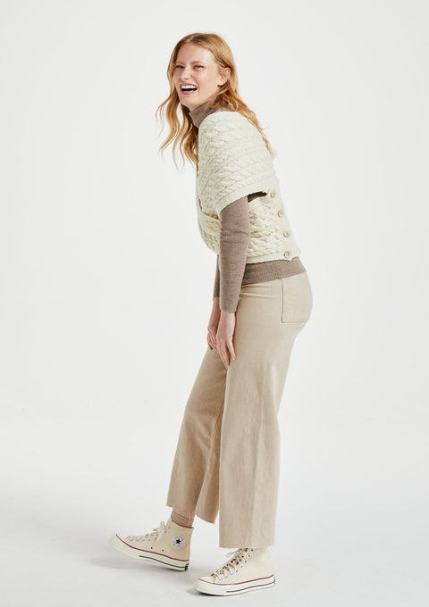 Merino wool wrap, aran wool, aran knit, wool, made in Ireland, knitwear, cream