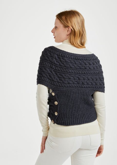 Merino wool wrap, aran wool, aran knit, wool, made in Ireland, knitwear, grey