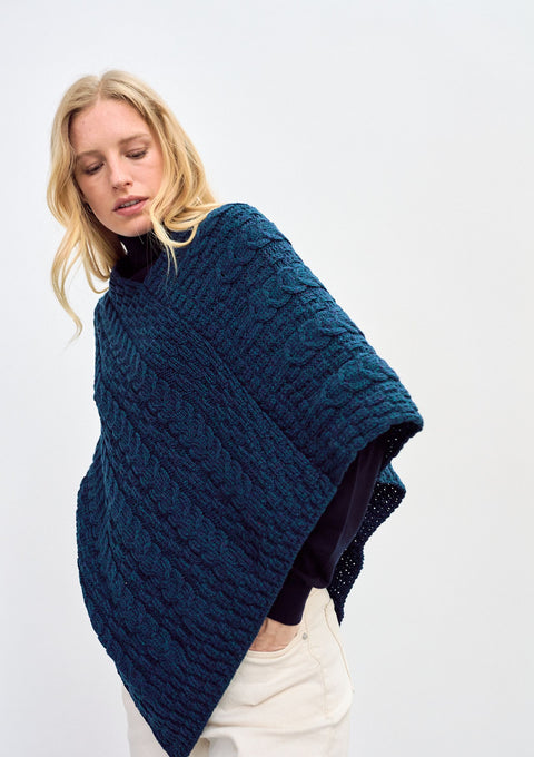 Merino wool, poncho, made in Ireland, Aran, knitwear, wool poncho, cab, shawl