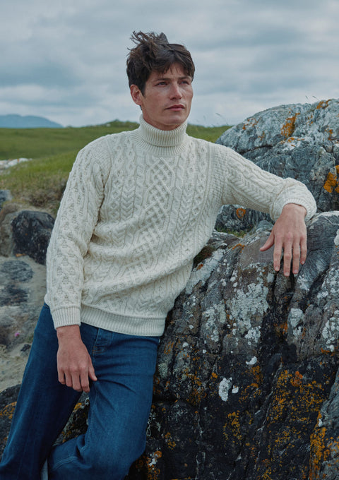 Merino wool, sweater, Ireland, Aran wool, jumper, Pullover, men's sweater, made in Ireland ,knitwear, cable knit