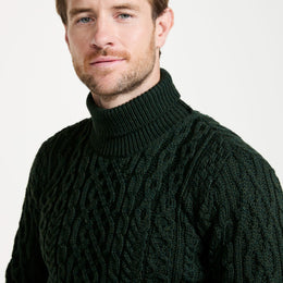 Kylemore Pull à col polo Aran pour homme - Vert