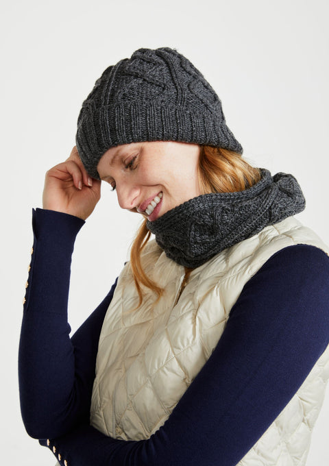 Merino wool, hat, grey, Hat & Scarf, aran hats, knitwear, made in Ireland, woollen hats, gift, Pom Pom,Wool