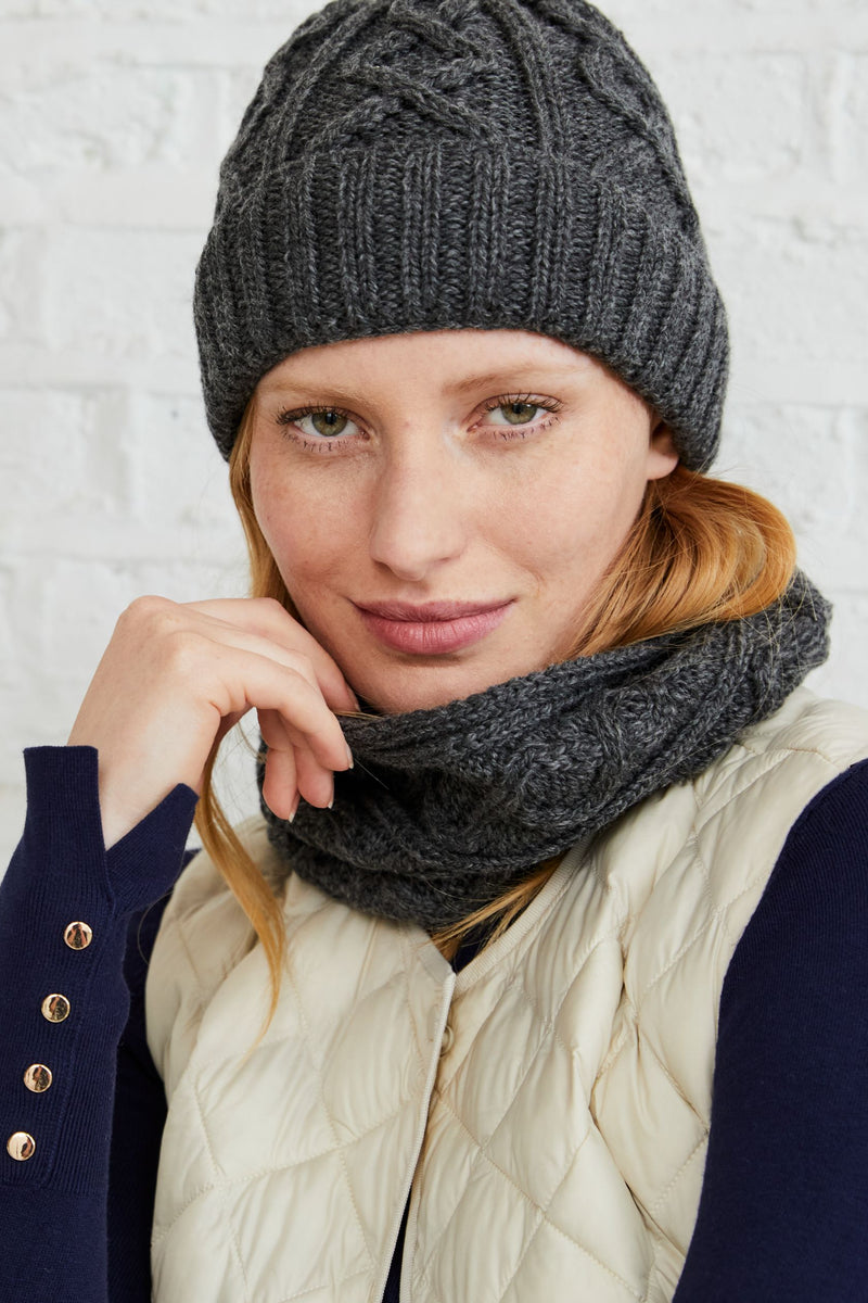 Merino wool, hat, grey, Hat & Scarf, aran hats, knitwear, made in Ireland, woollen hats, gift, Pom Pom,wool
