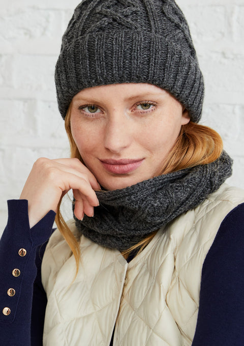 Merino wool, hat, grey, Hat & Scarf, aran hats, knitwear, made in Ireland, woollen hats, gift, Pom Pom,wool