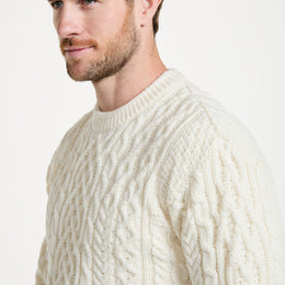 Pull Aran pour homme Inishturk - Crème