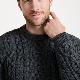 Inishturk Mens Supersoft Merino Aran Sweater - Grey